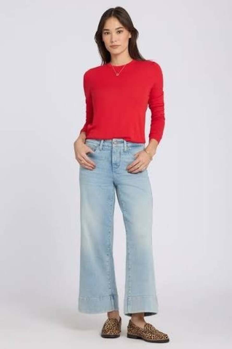 NYDJ Women 8 Teresa Wide Leg Jeans Liftxtuck Tech Blue Denim Stretch Pockets